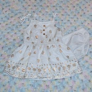 Carter's White & Gold Sundress & Bow